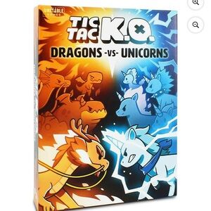 Tic Tac K.O. Dragons vs Unicorns Board Game - Orange and Blue